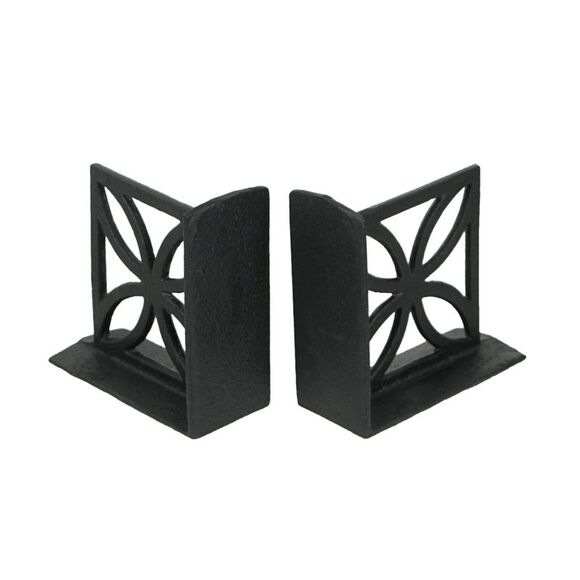 Set of 2 Cast Iron Breeze Block Bookends Mid Century Modern Home Bookshelf Decor - Picture 3 of 5